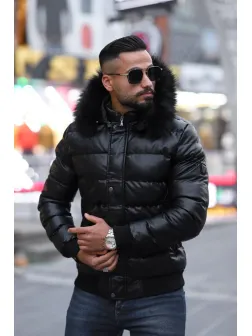 Geaca barbati groasa de iarna neagra 12345 D0-5 Geaca barbati groasa de iarna neagra 12345 D0-5